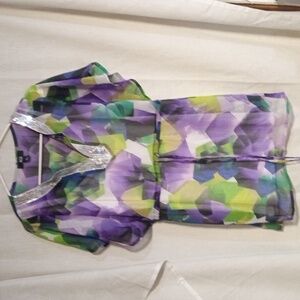 AGB sheer purple & green blouse with white cami Sz S Fairycore